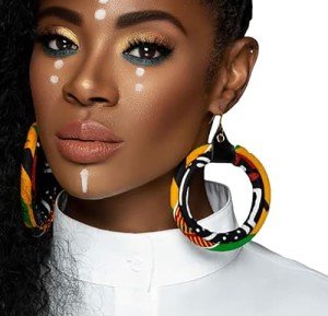 Colorful African Hoop Earrings | Kente & Mud Cloth