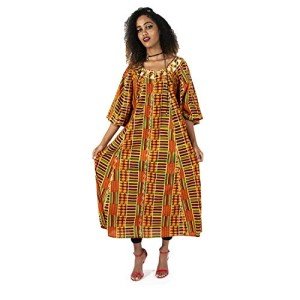 Chic African Kente Kaftan Dress for Women