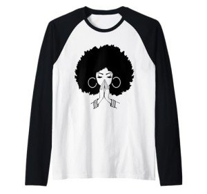 Afrocentric Lady Pray Raglan T-Shirt for Women