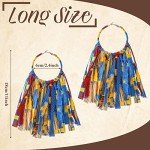 African Fabric Tassel Hoop Earrings for Women