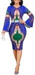 Elegant Afrocentric Midi Dress with Bell Sleeves