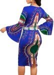 Elegant Afrocentric Midi Dress with Bell Sleeves