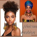 African Fabric Tassel Hoop Earrings for Women