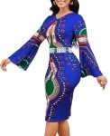 Elegant Afrocentric Midi Dress with Bell Sleeves