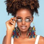 African Fabric Tassel Hoop Earrings for Women