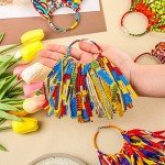 African Fabric Tassel Hoop Earrings for Women