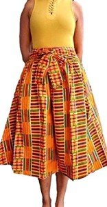Kente Calf-Length Skirt with Matching Headwrap