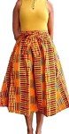 Kente Calf-Length Skirt with Matching Headwrap