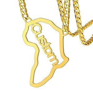 African Map Pendant Necklace for Women - Gold Plated