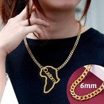 African Map Pendant Necklace for Women - Gold Plated