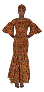 Orange Kente Mermaid Dress for Women
