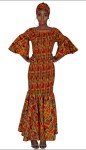 Orange Kente Mermaid Dress for Women