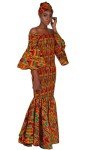 Orange Kente Mermaid Dress for Women