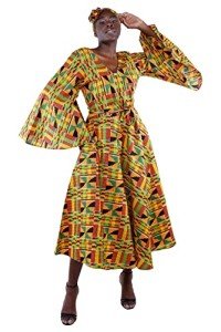 Satsuma Women's Long Ankara Print Dress & Headwrap