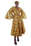 Satsuma Women's Long Ankara Print Dress & Headwrap