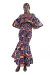 Cotton Ankara Print Maxi Dress with Headwrap & Mask