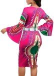 Elegant V Neck Afrocentric Bodycon Midi Dress