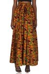 Kente Print Maxi Skirt with Headwrap for Women