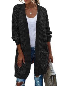 Cozy Black Batwing Sleeve Cardigan for Women