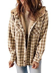 Plaid Oversized Hooded Shacket for Women