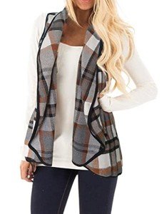 Plaid Sleeveless Open Front Vest Jacket for Women