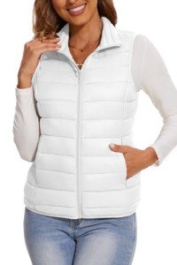 Women's Casual Fitted White Down Vest