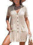 CUPSHE Short Sleeve Crochet Beach Coverup Dress