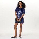 Navy Reina Sequin T-Shirt Dress for Women