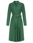 Grace Karin Women's Collared A-line Midi Dress - Green