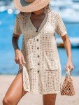 CUPSHE Short Sleeve Crochet Beach Coverup Dress