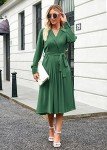 Grace Karin Women's Collared A-line Midi Dress - Green