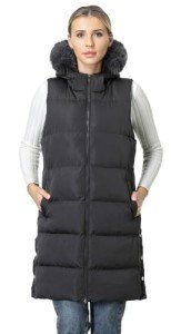 Moerdeng Women's Hooded Long Puffer Vest