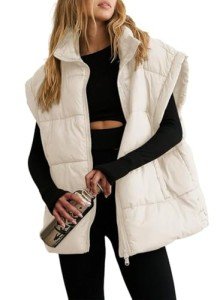 Dokotoo Plus Size Apricot Puffer Vest for Women