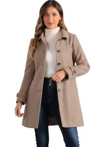 Allegra K Women's A-Line Winter Pea Coat