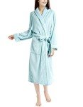 Mint Sherpa Trim Pajamas and Kimono Robe Set