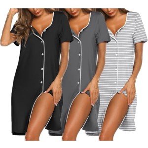3-Pack Women's Button Down Sleep Shirts