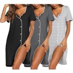 3-Pack Women's Button Down Sleep Shirts