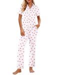 Ekouaer Women’s Soft Heart Print Pajama Set