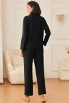 Ekouaer Women's Soft Fleece Pajama Set - Black