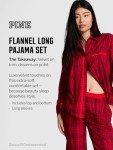 PINK Flannel Pajama Set for Women - Deep Forest Stripes