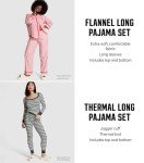 PINK Flannel Pajama Set for Women - Deep Forest Stripes