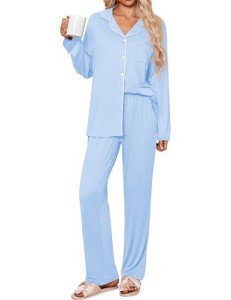 Ekouaer Women's Soft Blue Pajama Set