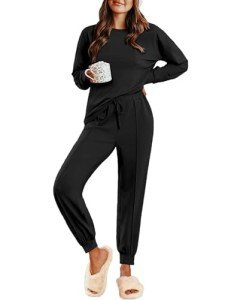 Women's Black 2-Piece Lounge Set with Joggers