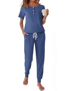 Ekouaer Women's Soft Short Sleeve Pajama Set