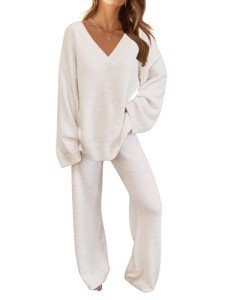 Merokeety Women's Fuzzy Fleece Pajama Set