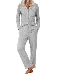 Ekouaer Women’s Long Sleeve Pajama Set with Pockets