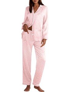 Women's Pink Leopard Silk Pajama Set