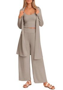3-Piece Women's Fall Lounge Set in Khaki