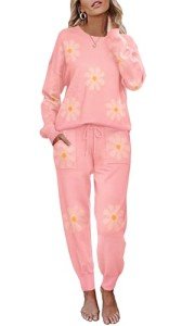 Ekouaer Women's Floral Pink 2-Piece Lounge Set