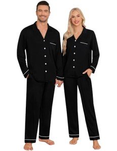 Matching Couple Christmas Pajamas Set - Black Large